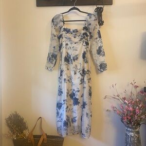 Abercrombie Emerson Floral Blue and White Dress